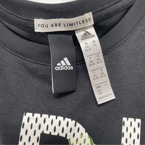 Adidas Floral T Shirt, Size 2X Plus, Black - Picture 4 of 14